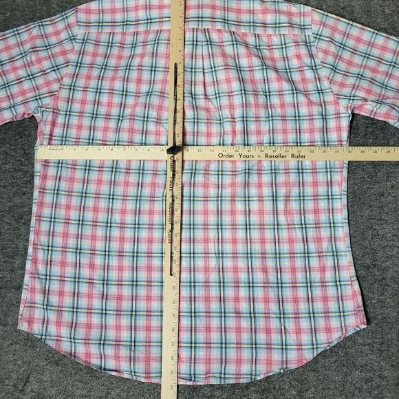 Peter Millar Men's Size Xl  Short Sleeve Multicolor Pink  Checked Plaid Shirt - Picture 9 of 11
